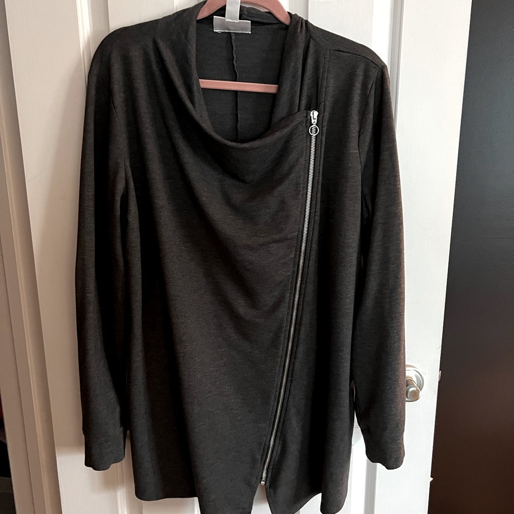Charcoal side zip cardigan maternity
